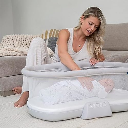 HALO BassiNest Soothing Swivel Sleeper 3.0, Baby Bassinet with Vibration and White Noise, Grey - 3.0S BassiNest