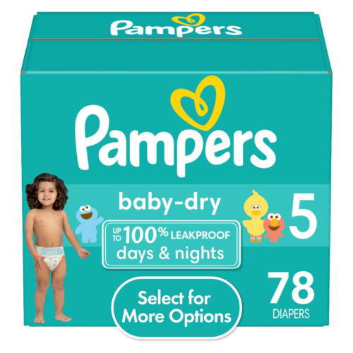 Pampers Baby Dry Baby Diapers Size 5, 78 Count (Select for More Options)