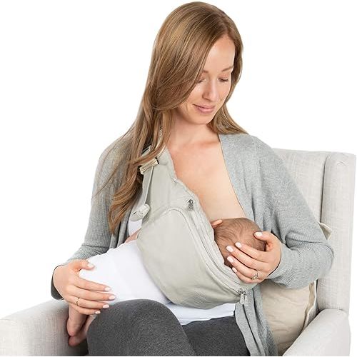 Humble Bee Baby Sling 2-in-1 Travel Nursing Pillow & Sling Bag Best Breastfeeding Pillow for Moms – Portable, Hands-Free Support, Ideal for Airplane Travel and On-The-Go (Gray)