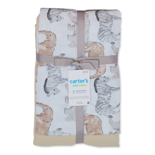 Carter's Child of Mine, Infant Safari Swaddle, 2 Pack