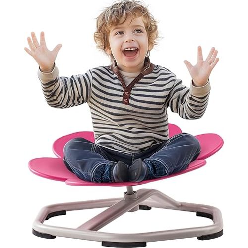 ROBOTIME Kids Sensory Swivel Chair, Autism Spinning Chair for Kids Sensory with Non-Slip Design, Training Body Coordination, No Assembly (Pink)