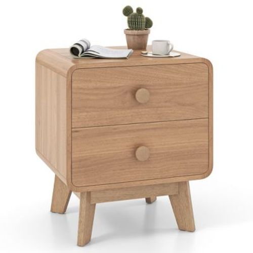 Costway 1 Pcs Modern Style 2-drawer Nightstand