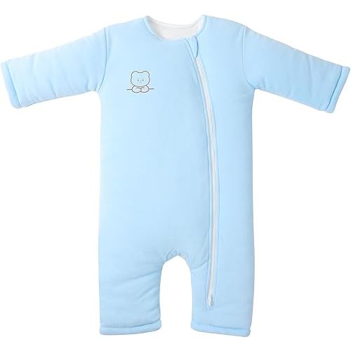 Baby Sleep Sack with Legs Warm Winter 0-6 Months 2.5 Tog, Cotton Wearable Blanket Sleeping Bag for Easy Diaper Changing Transitional Unisex Sleep sacks for Newborn Infant Toddlers Girls Boys Blue