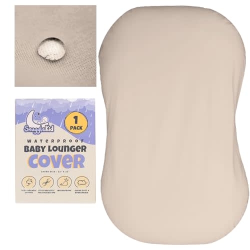 100% Waterproof Baby Lounger Cover - 2-Ply Organic Cotton Slipcovers Keep Your Lounger Clean & Your Baby Comfy - Machine Washable - (Lounger Not Included) - Cream