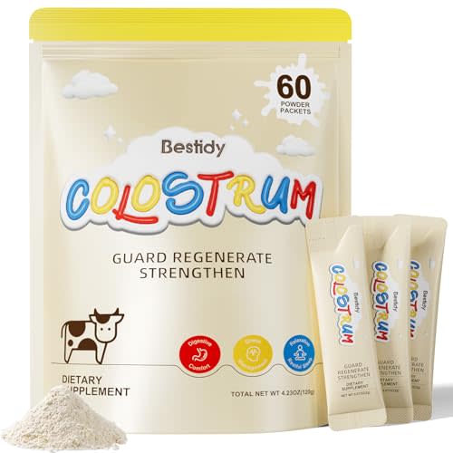 Bestidy Colostrum Supplement,Colostrum Powder for Gut, Hair Growth, Beauty, Individually Packaged,Natural Superfood Bovine Colostrum Powder,(60 Servings) 4.23 Oz