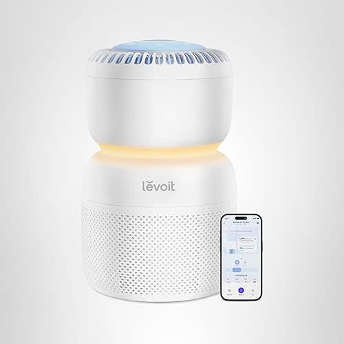 LEVOIT Air Purifier for Home Bedroom with HEPA Filter, White Noise Sound Machine and Blue Light-Free Night Light Support Better Sleep, AHAM VERIFIDE, 5 Air Quality Monitor, Smart WiFi, Sprout