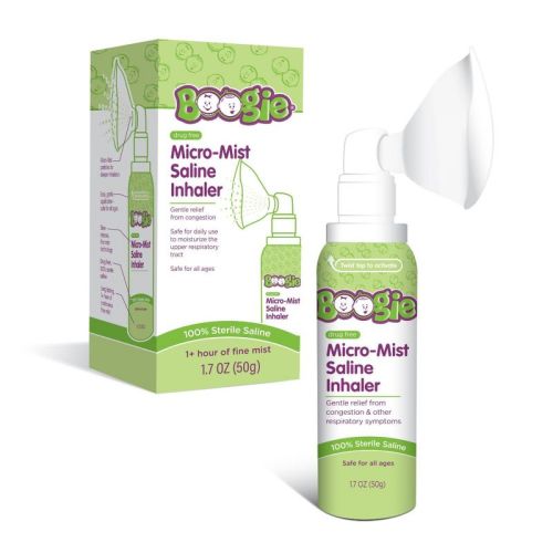 The Boogie Brand Micro-Mist Saline Inhaler - 1.7oz: Cold, Cough or Flu Treatment, Hypoallergenic, Alcohol-Free