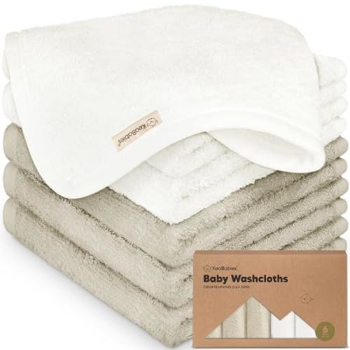 6-Pack Baby Washcloths – Soft Absorbent Viscose from Bamboo Washcloths for Face, Body, Baby Towels for Newborn, Kids, Toddlers, Infant, Gentle on Sensitive Skin, 10x10 Reusable Face Towels (Heather)
