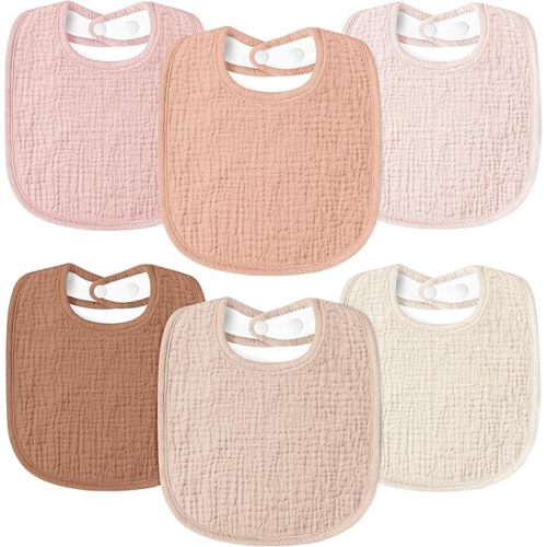 Susurration Muslin Baby Drool Bibs 6Pack Soft Square Adjustable Baby Bandana Bibs for Unisex Girls & Boys