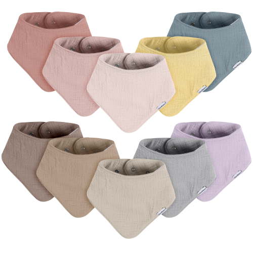 Gerber Baby Neutral Muslin Bandana Bibs, 10-Pack, One Size