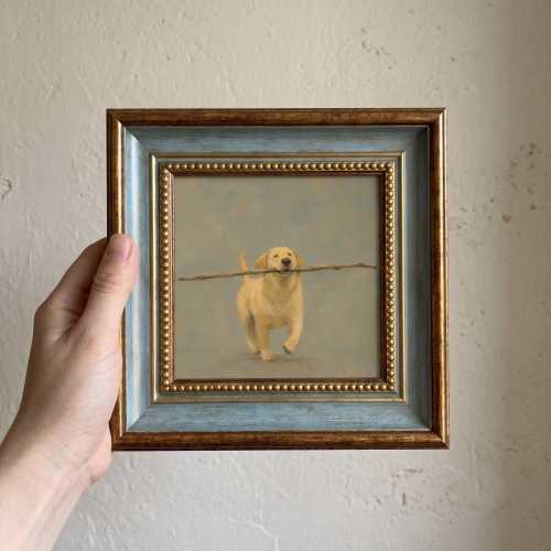 Labrador Retriever Mini Oil Painting, Hand Painted Framed Dog Art, Labrador Lover Gift, Dog Wall Decor