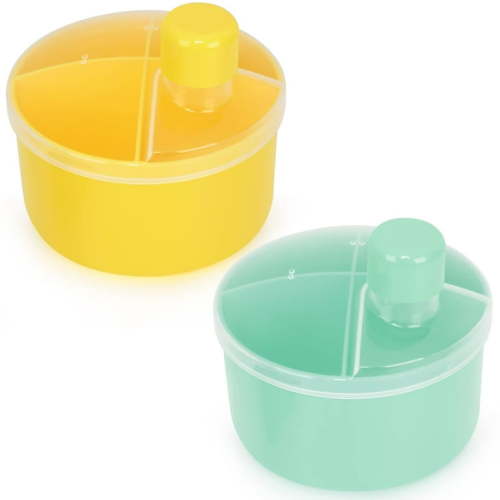 Formula Dispenser On The Go, Spill-proof Rotating Four-compartment Formula Milk Powder Container, Suitable for Infants and Young Children Outdoor Travel, Yellow