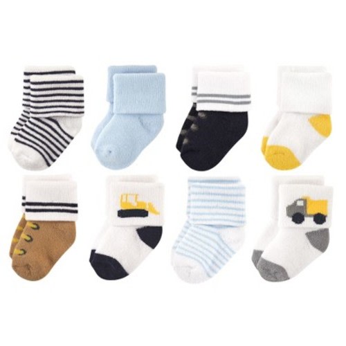 Luvable Friends Baby Boy Newborn and Baby Terry Socks, Bulldozer, Size: 0-6 months