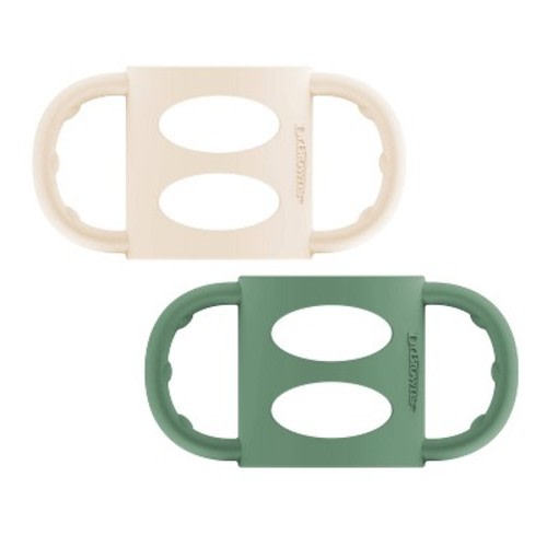 Dr. Brown's Milestones 100% Silicone Narrow Baby Bottle Handles in Green and Beige - 2pk