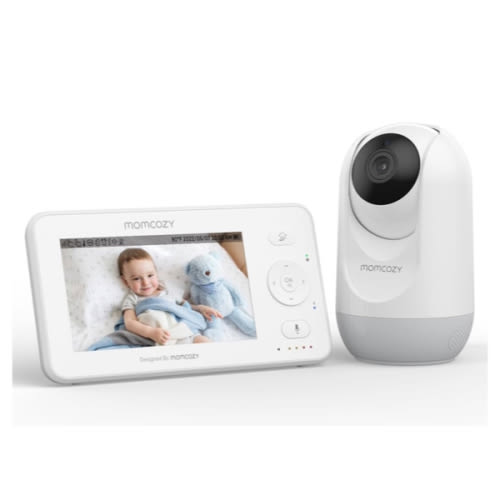 Momcozy Video Baby Monitor, 4.3" HD Baby Monitor with Camera and Audio Split Screen, No WiFi, IR Night Vision Long Battery Life 2-Way Audio VOX Pan/Tilt Zoom Lullabies Temperature Sensor Easy Setup