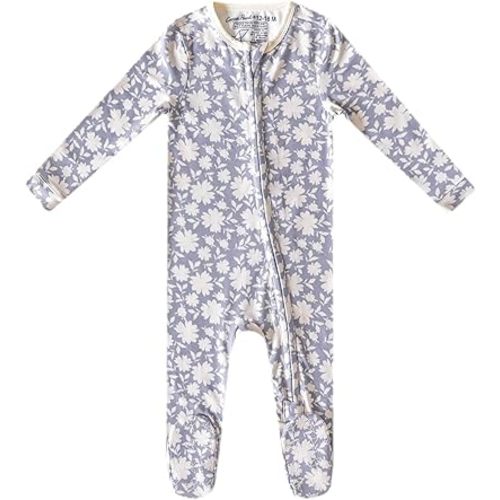 Copper Pearl Zip-Up Footie Baby Pajamas: Ultra-Soft Boys Pajamas and Girls Pajamas, Premium Knit Fabric in Stylish Prints, Tag-Free with Two-Way Zipper, Sized Newborn to 24 Months, Lacie