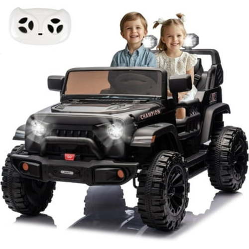 ThunderBolt 24V Two-Seater Ride on Jeep Car For Kids with 400W Motor, Four-Wheels Suspension, Multimedia, Headlights, Black