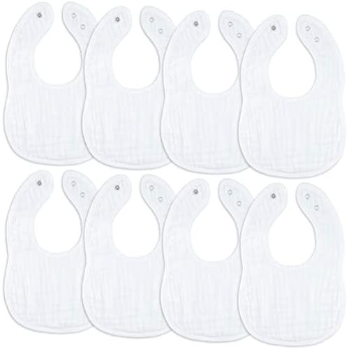 Comfy Cubs Muslin Baby Bibs, Drool Bibs, Adjustable with Easy Snaps, Teething & Drooling, Absorbent Bibs for Boys & Girls