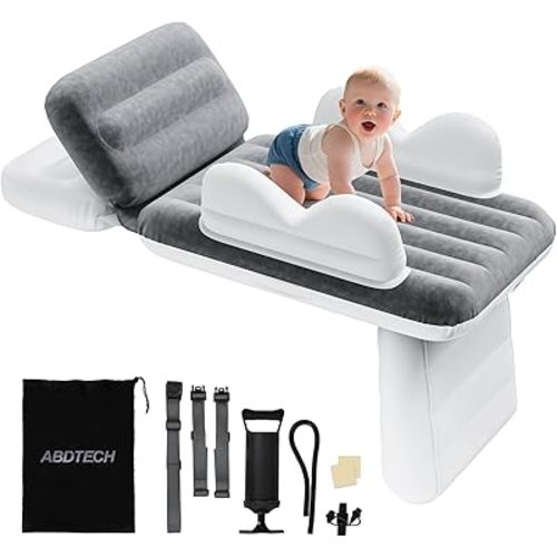 Inflatable Toddler Airplane Bed: Safe & Soft - Portable Kids Travel Bed with Airplane Seat Extender for Kids - Inflatable Toddler Travel Bed with Manual Pump,Seat Belt and Travel Bag