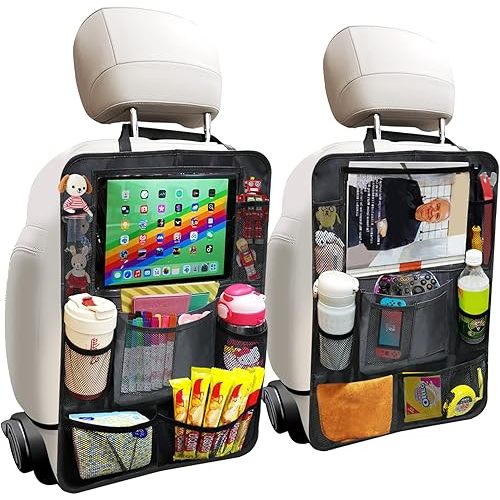 Car Backseat Organizer, Kick Mats Back Seat Protector with Touch Screen Tablet Holder, Car Back Seat Storage Organizer for Kids