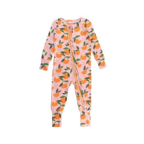 SoftSnooze Baby Girls Ruffle One Piece Convertible Pajamas, 6-12M