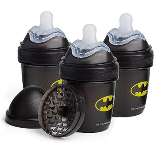 Batman DC Comics - Herobility Double Anti-Colic Baby Bottles – 5 fl oz/140ml – 3-Pack