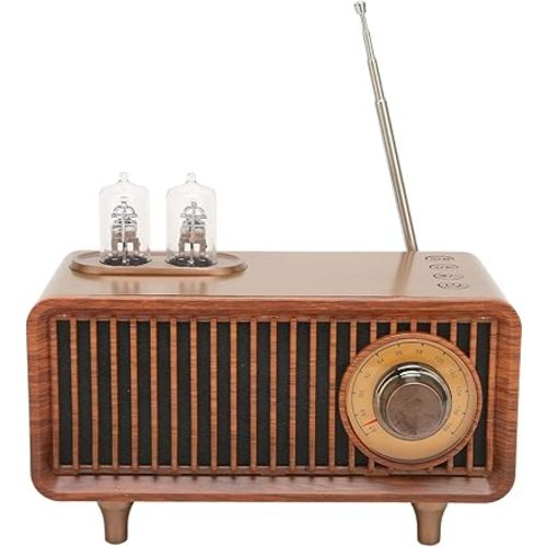 Retro Speaker Vintage Classic Speaker Mini Radio Speaker with LED Light External Ambient Lights Support Memory Card U Disk for PC Laptop(Wood Color)