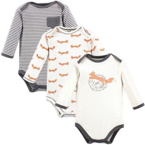 Touched by Nature Baby Boy Organic Cotton Long-Sleeve Bodysuits 3pk, Fox, 18-24 Months