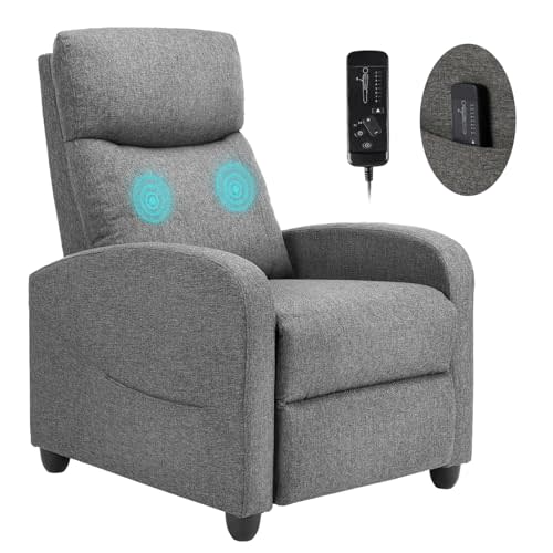 SMUG Recliner Chair for Living Room, Leather Recliners, Home Theater Seating with Lumbar Support with Adjustable Backrest and Footrest, Modern Living Room Furniture with Padded Seat, Grey Seating