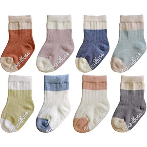 QandSweet Baby Boy Combed Cotton Socks Toddler Ankle Sock Non-Skid for Newborn Infant Childrens