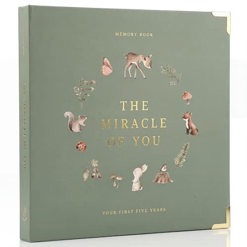 Keepsake Baby Memory Book for Boys and Girls – Timeless First 5 Year Baby Book – Neutral Journal Scrapbook or Photo Album - Record a Milestone for Every Event from Birth to Age 5