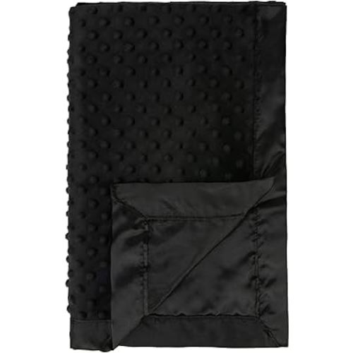 Pro Goleem Baby Soft Minky Dot Blanket with Satin Backing Baby Gifts for Boys and Girls (Black, 30’’ x 40’’)