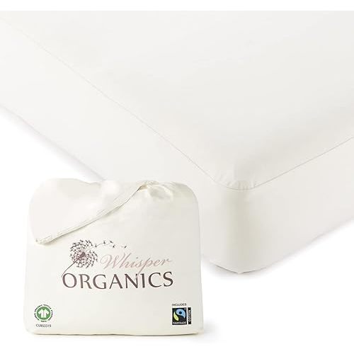 Organic Cotton, 100% Waterproof Crib Mattress Protector Pad – Soft, Hypoallergenic, Breathable Crib Cover – GOTS & Fair-Trade Certified – 17 in. Deep, Crib Size Mattress Cover by Whisper Organics