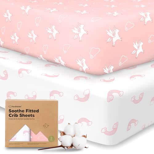 KeaBabies 2-pk Organic Cotton Crib Sheets for Boys Girls 52x28 (Dreamland) | Fitted Crib Mattress Sheet Neutral, Breathable Cover for Baby Bed Set, Toddler Mattress, Soft & Cute Prints