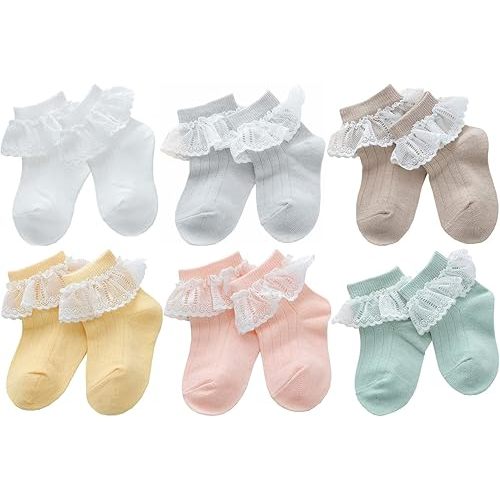 QandSweet Newborn Girls' Frilly Socks Baby Ankle Sock for Infant and Toddlers