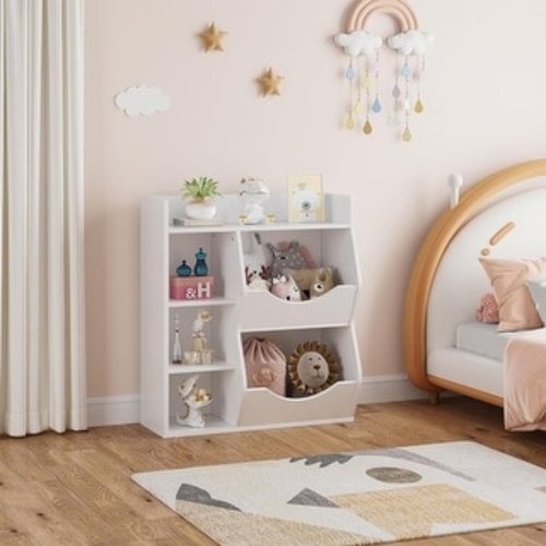 5-Cubby Kid's Bookcase and Bookshelf, Multi Toy Storage Organizer