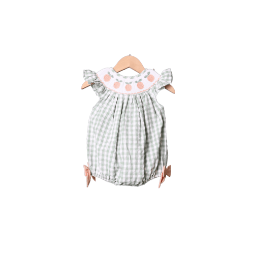 Smocked Georgia Peach Seersucker Bubble