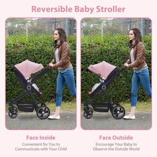 Folding Travel Baby Stroller,Reversible Bassinet Stroller for Ultimate Convenience