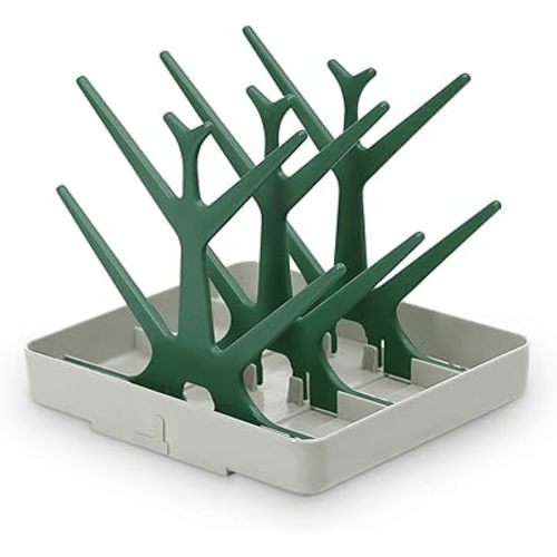 haakaa Baby Bottle Drying Rack, Space Saving Bottle Drying Tree for Bottles/Pump Parts/Pacifiers and Other Baby Essentials, Easy-Store Dryer Rack Great for Home & Travel, BPA Free (Forest Green)
