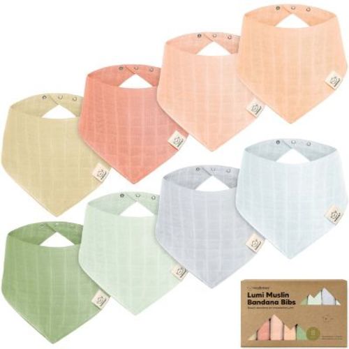 8pk Lumi Muslin Baby Bibs, Bandana Bibs For Baby Boy, Baby Girl, Muslin Drool Bib For Newborn, Toddler (eclipse)