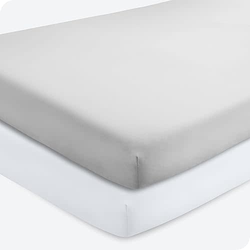 Bare Home 2-Pack Fitted Crib Sheets Premium 1800 Microfiber Cloud Grey/White