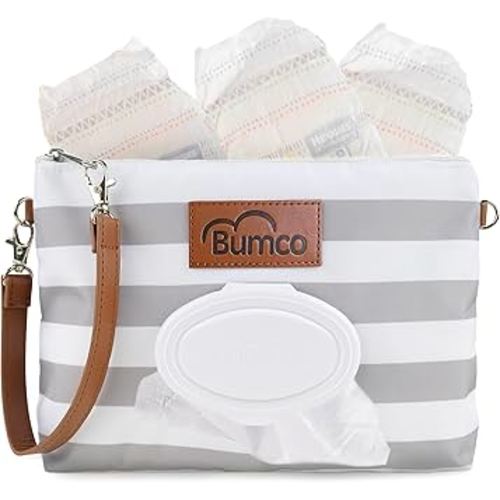 Bumco Diaper Clutch - Portable Wipes Dispenser & Baby Travel Essentials, Airtight Refillable Wipes Container