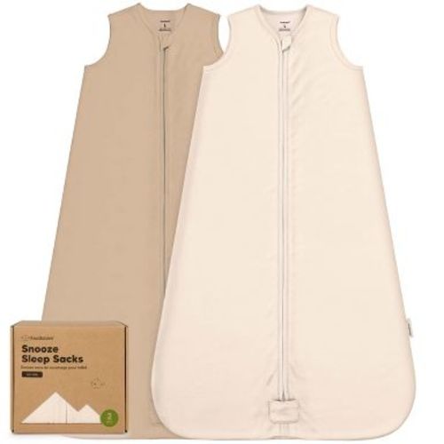 2-Pack Snooze Baby Sleep Sacks, Organic Cotton Wearable Blanket, Soft Toddler Sleeping Bag, Smooth Zipper (Ecru, Large)
