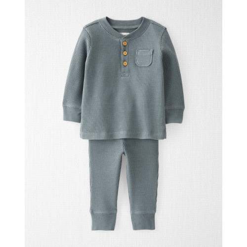 Baby Waffle Knit Set Made with Organic Cotton in Aqua Slate - Little Planet | Carter's