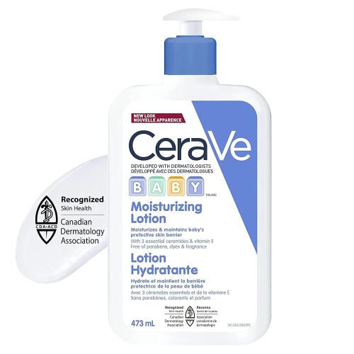 CeraVe BABY Moisturizing Lotion, Gentle Skin Care for Face & Body with Ceramides, Hyaluronic Acid, Niacinamide & Vitamin E. Fragrance-Free, Paraben-Free, Dye-free. Sensitive skin, non-greasy, 473ML