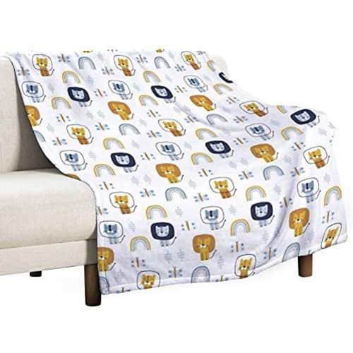 YongColer Lion Cartoon Animal Blanket for Baby Little Kids, White Boho Rainbow Throw Blankets, 40x50 inches