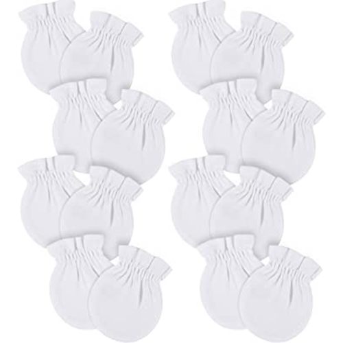 Gerber Baby 12-Pack No Scratch Mittens, White, 0-3 Months (8-Pack)