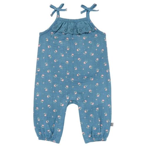Modern Moments™ By Gerber Baby Girls' Sleeveless Ruffle Romper, Dk Teal Aster Flower, 0-3 Months