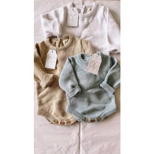 Knit baby romper - knit baby outfit - long sleeve knit one piece - newborn coming home outfit