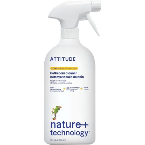 ATTITUDE Bathroom Cleaner, EWG Verified, Plant- and Mineral-Based Ingredients, Vegan and Cruelty-Free Household Products, Citrus Zest, 27.1 Fl Oz